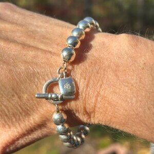 LRL –RALPH LAUREN Silver Beaded Toggle BRACELET
